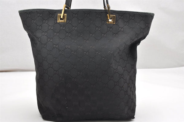 Authentic GUCCI Vintage Shoulder Tote Bag GG Canvas Leather 0021098 Black 3503K