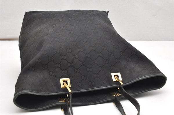Authentic GUCCI Vintage Shoulder Tote Bag GG Canvas Leather 0021098 Black 3503K