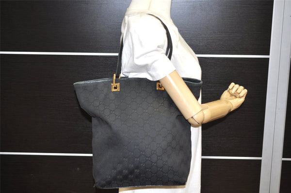 Authentic GUCCI Vintage Shoulder Tote Bag GG Canvas Leather 0021098 Black 3503K