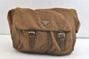 Authentic PRADA Nylon Tessuto Leather Shoulder Cross Body Bag Brown 3504K