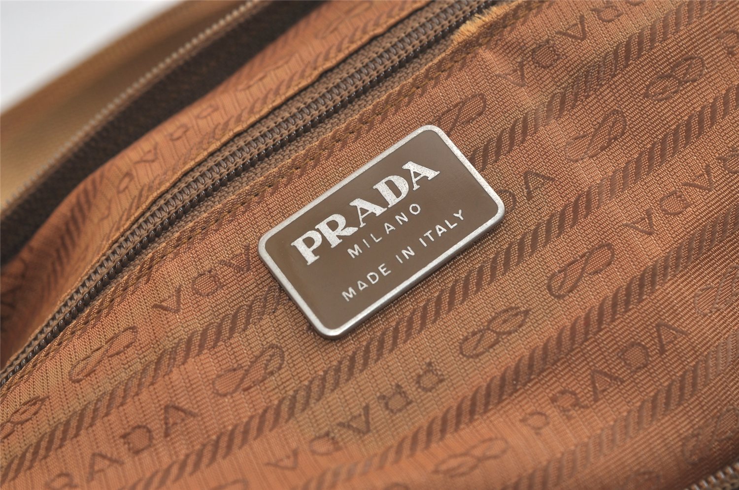 Authentic PRADA Nylon Tessuto Leather Shoulder Cross Body Bag Brown 3504K