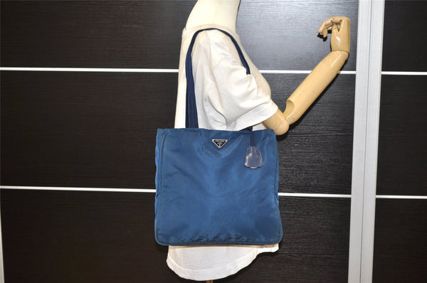 Authentic PRADA Nylon Tessuto Vintage Shoulder Hand Bag Navy Blue 3505K