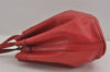 Authentic YVES SAINT LAURENT Shoulder Cross Drawstring Bag Leather Red 3506J