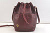 Authentic Christian Dior Shoulder Cross Drawstring Bag Leather Bordeaux CD 3506K