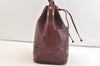 Authentic Christian Dior Shoulder Cross Drawstring Bag Leather Bordeaux CD 3506K