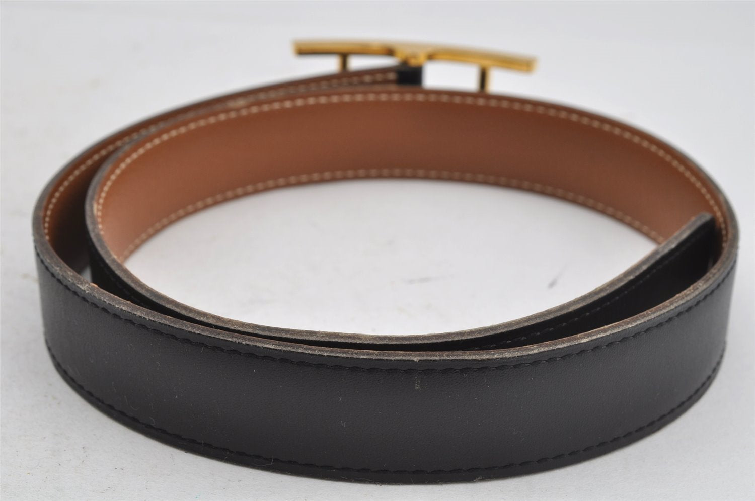 Authentic HERMES Api 3 Leather Reversible Belt Size 65cm 25.6