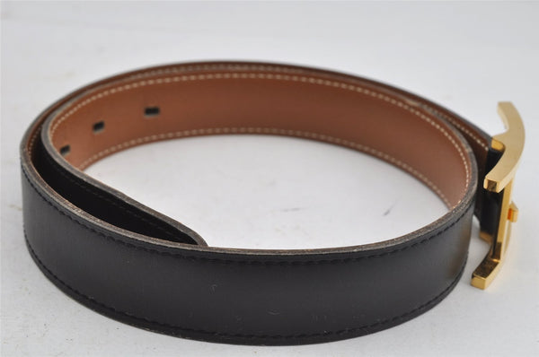 Authentic HERMES Api 3 Leather Reversible Belt Size 65cm 25.6" Black Brown 3507J