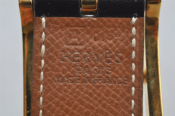 Authentic HERMES Api 3 Leather Reversible Belt Size 65cm 25.6" Black Brown 3507J