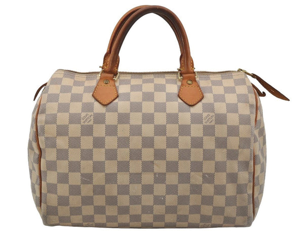 Authentic Louis Vuitton Damier Azur Speedy30 Hand Boston Bag N41533 LV 3510J