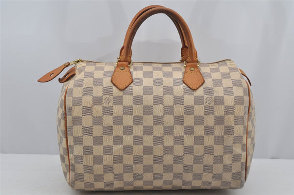 Authentic Louis Vuitton Damier Azur Speedy30 Hand Boston Bag N41533 LV 3510J