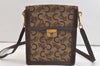 Authentic CELINE C Macadam Blason Shoulder Bag Canvas Leather Brown Junk 3511K