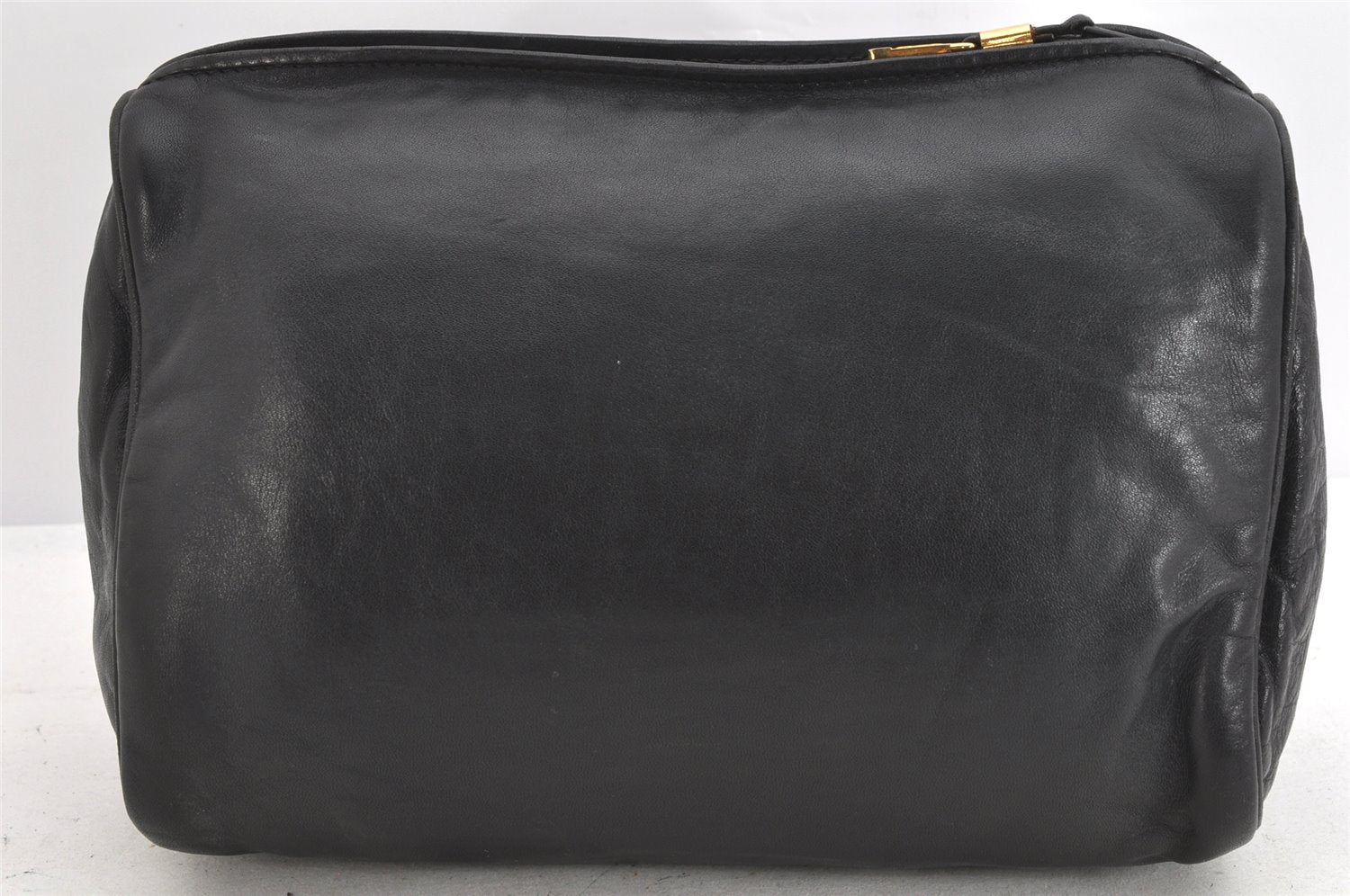 Authentic LOEWE Anagram Clutch Hand Bag Purse Leather Black 3512K