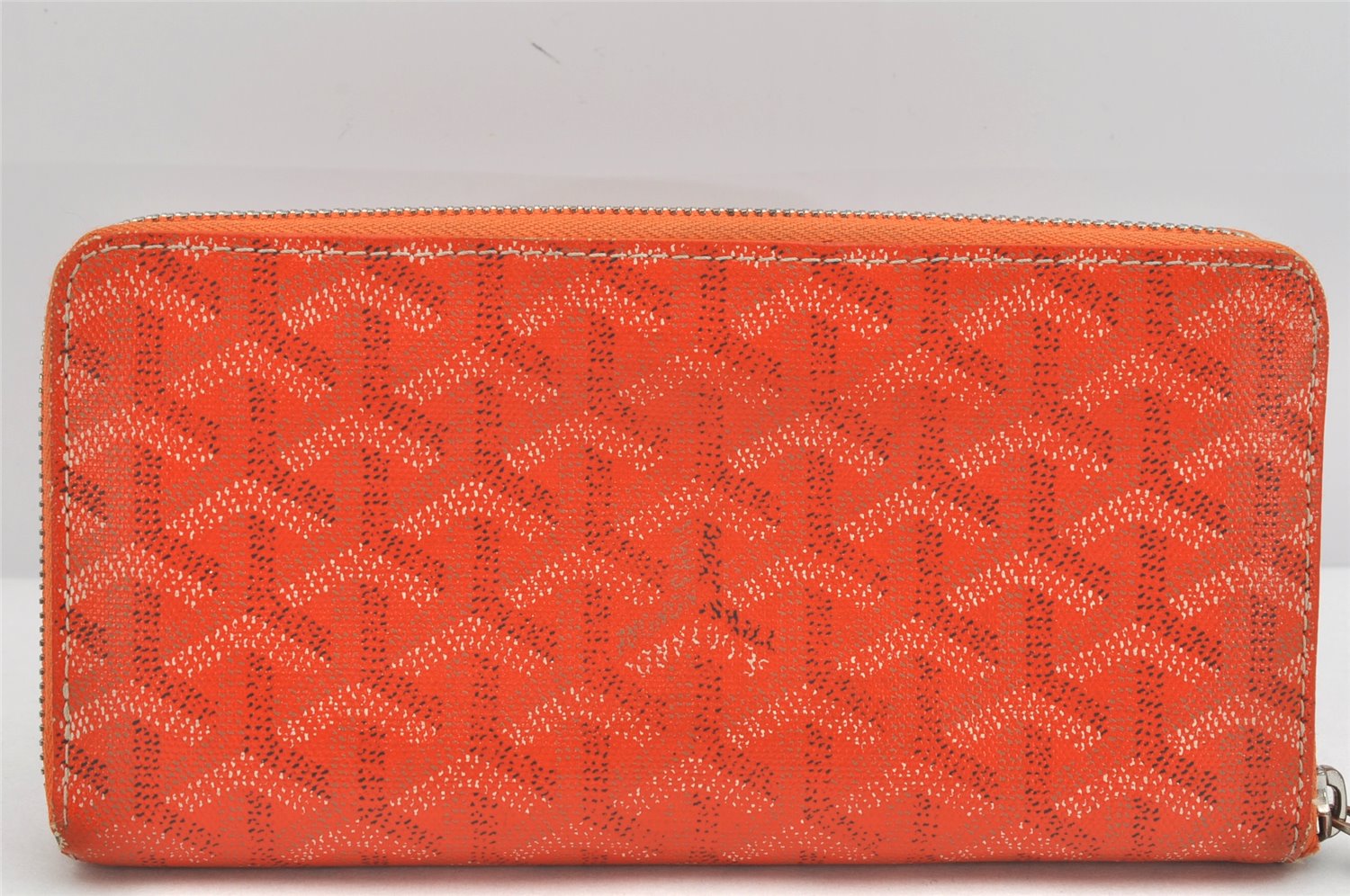 Authentic Goyard Vintage Matignon GM Long Wallet Purse PVC Leather Orange 3515K