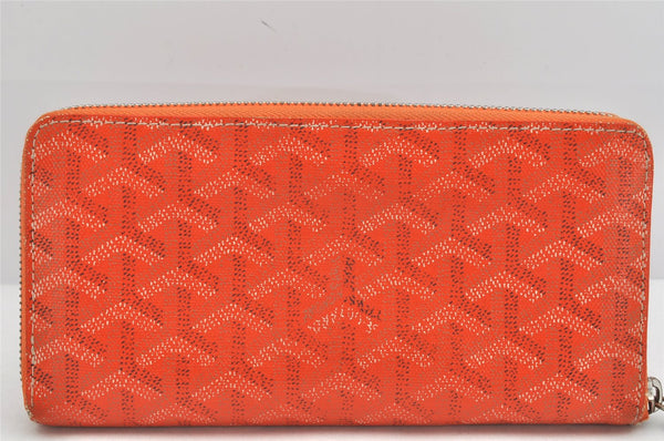 Authentic Goyard Vintage Matignon GM Long Wallet Purse PVC Leather Orange 3515K