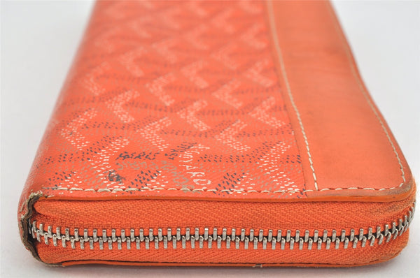 Authentic Goyard Vintage Matignon GM Long Wallet Purse PVC Leather Orange 3515K