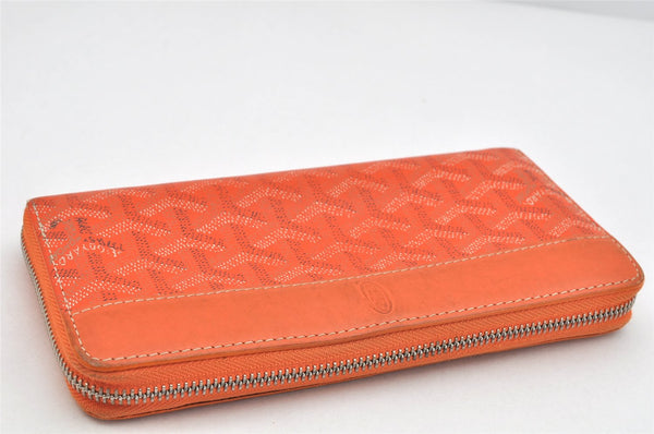 Authentic Goyard Vintage Matignon GM Long Wallet Purse PVC Leather Orange 3515K