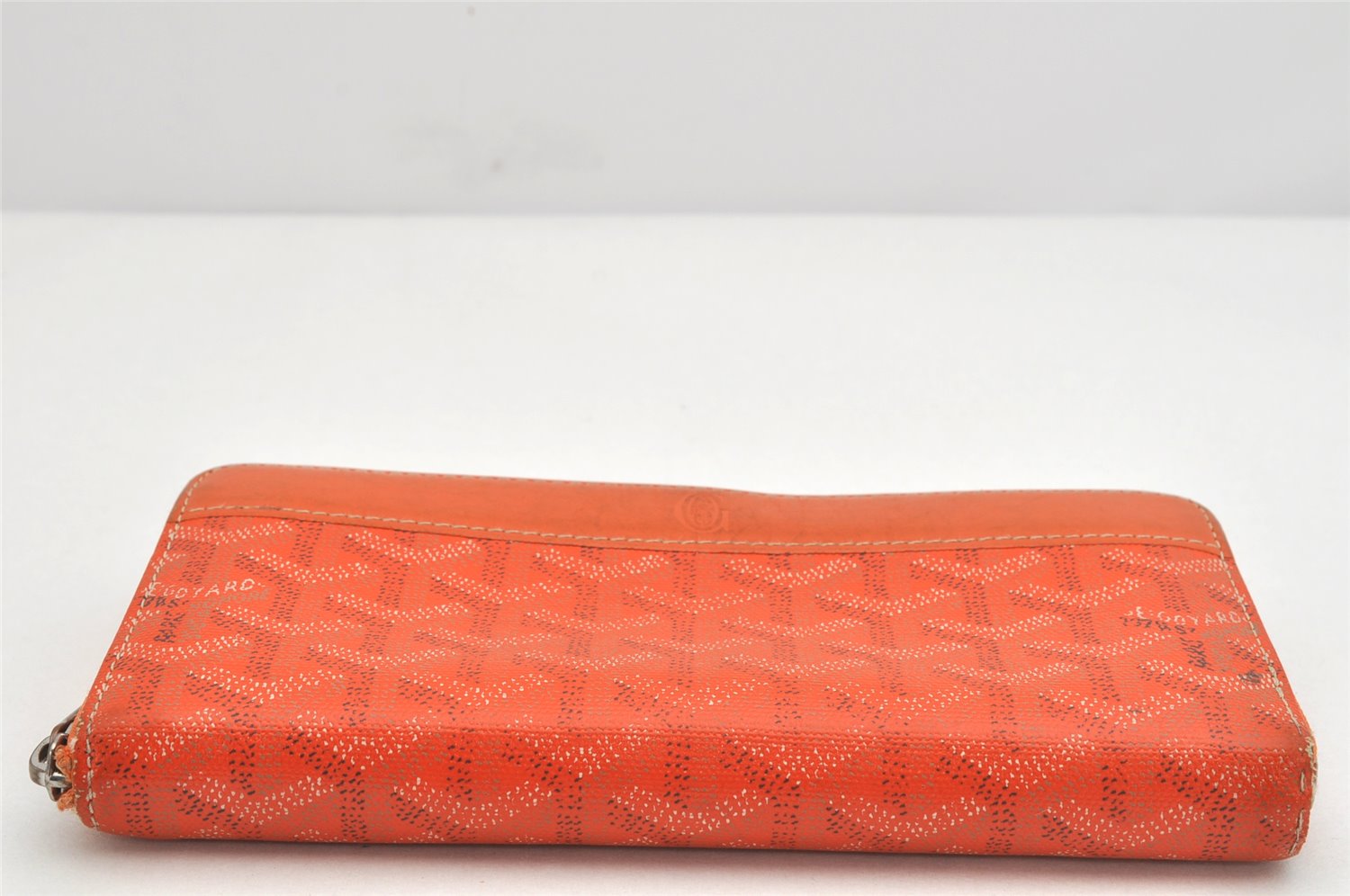 Authentic Goyard Vintage Matignon GM Long Wallet Purse PVC Leather Orange 3515K