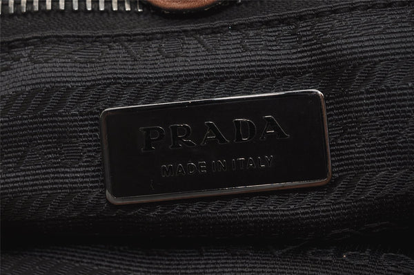 Authentic PRADA Vintage Leather Nappa Shoulder Hand Bag Purse Brown 3517I