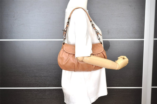 Authentic PRADA Vintage Leather Nappa Shoulder Hand Bag Purse Brown 3517I