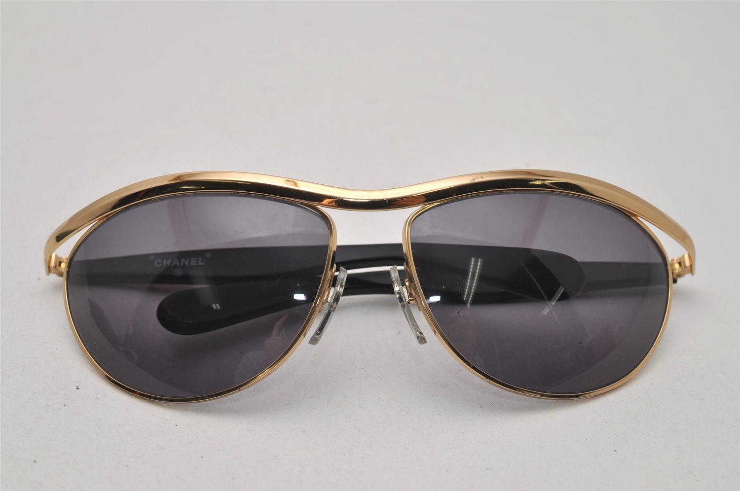 Authentic CHANEL Sunglasses CC Logos CoCo Mark Titanium 0023 90 Black 3520J