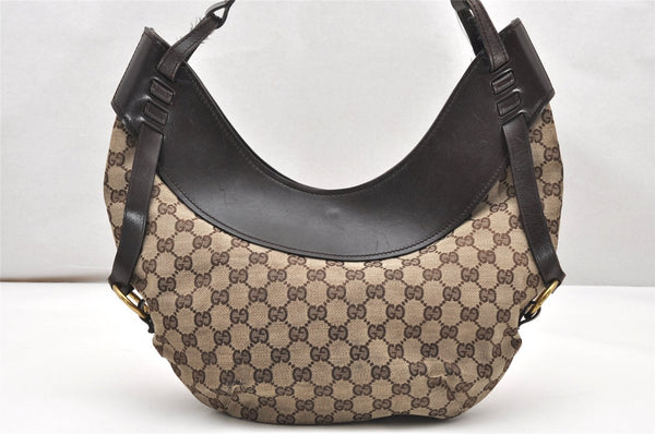 Authentic GUCCI Shoulder Hand Bag GG Canvas Leather 106250 Brown 3522K
