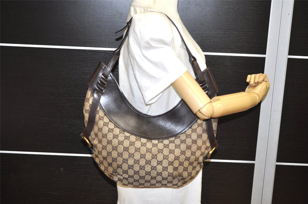 Authentic GUCCI Shoulder Hand Bag GG Canvas Leather 106250 Brown 3522K