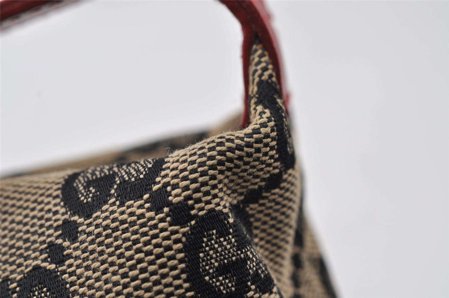 Authentic GUCCI Hand Bag Pouch Purse GG Canvas Leather 0391147 Black 3523I