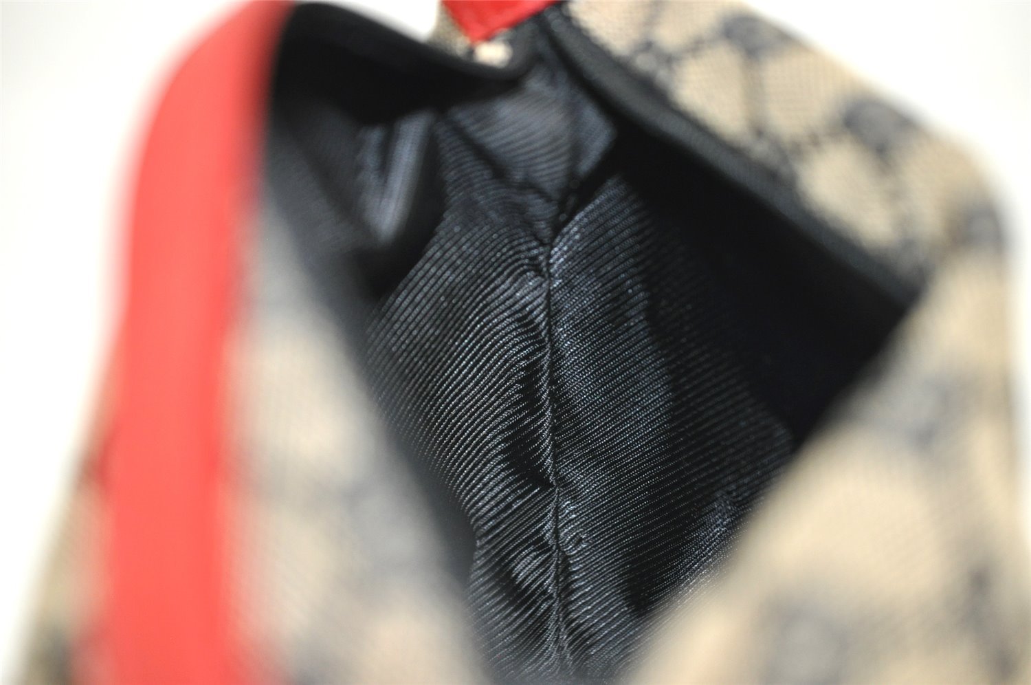 Authentic GUCCI Hand Bag Pouch Purse GG Canvas Leather 0391147 Black 3523I