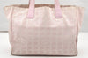 Authentic CHANEL New Travel Line Shoulder Tote Bag Nylon Leather Pink 3523K