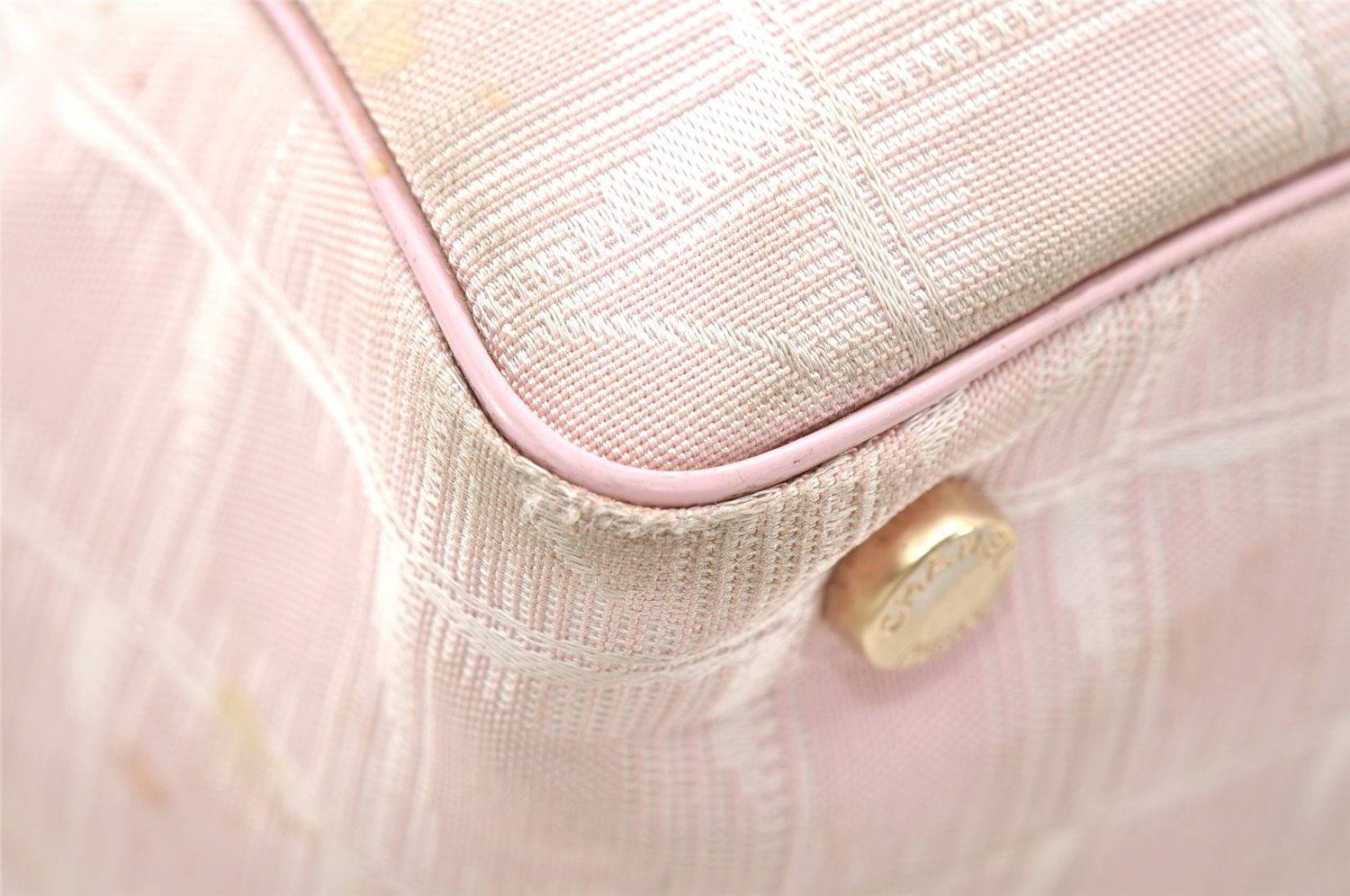 Authentic CHANEL New Travel Line Shoulder Tote Bag Nylon Leather Pink 3523K