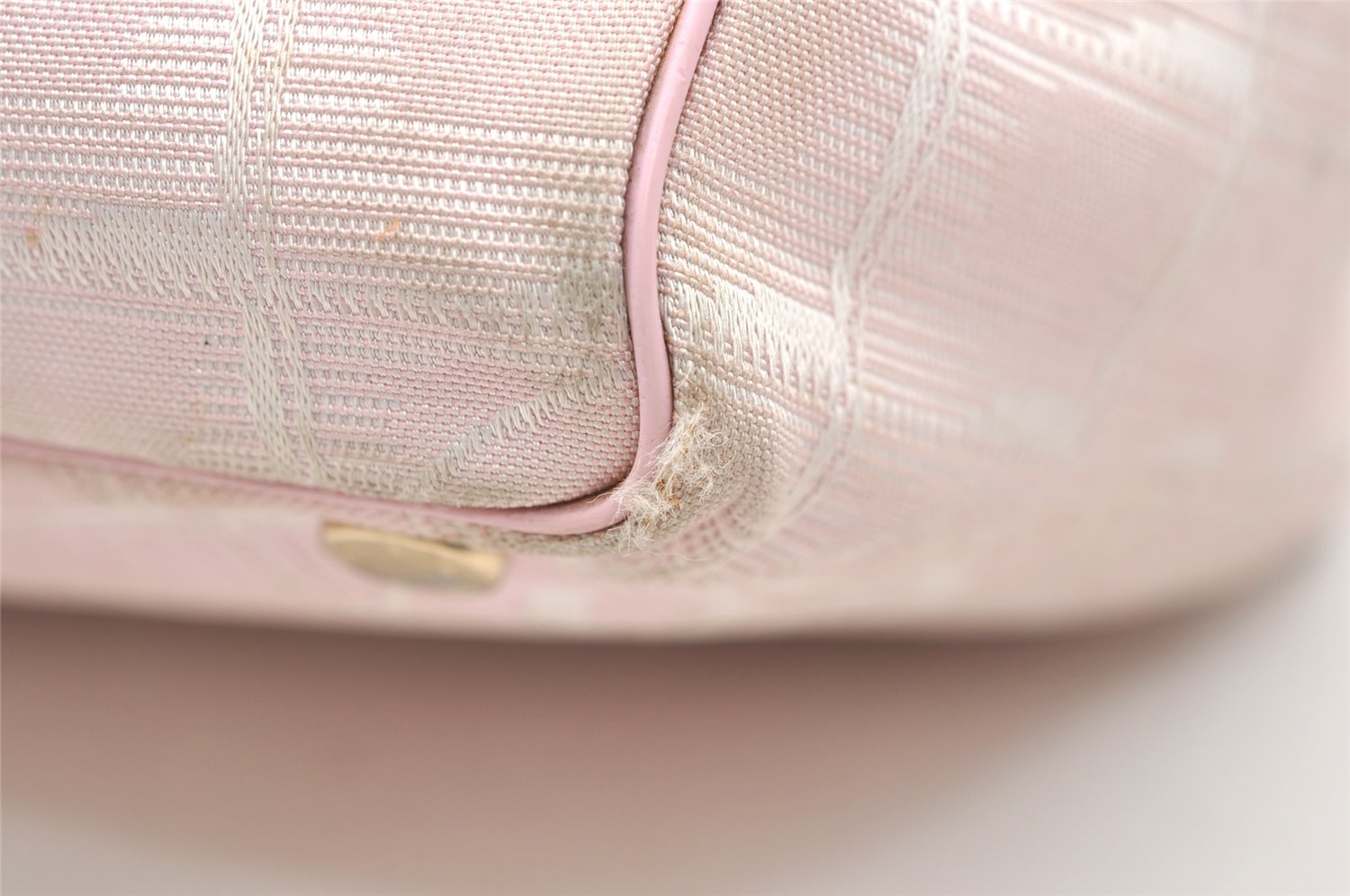 Authentic CHANEL New Travel Line Shoulder Tote Bag Nylon Leather Pink 3523K