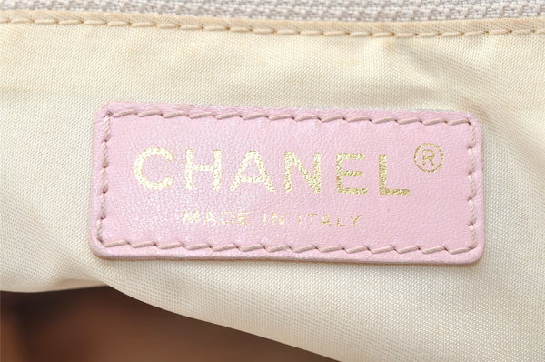 Authentic CHANEL New Travel Line Shoulder Tote Bag Nylon Leather Pink 3523K