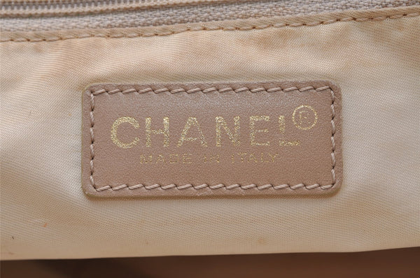 Authentic CHANEL New Travel Line Shoulder Tote Bag Nylon Leather Beige 3525I