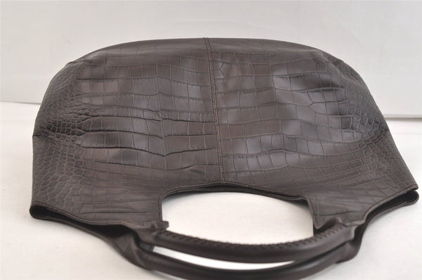 Authentic Salvatore Ferragamo Vintage Leather Shoulder Tote Bag Brown SF 3525K