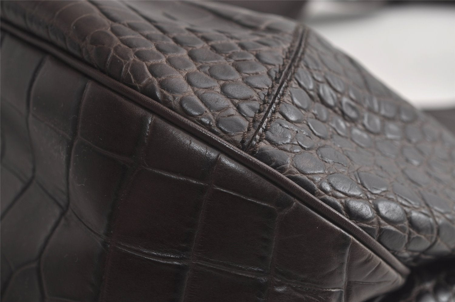 Authentic Salvatore Ferragamo Vintage Leather Shoulder Tote Bag Brown SF 3525K