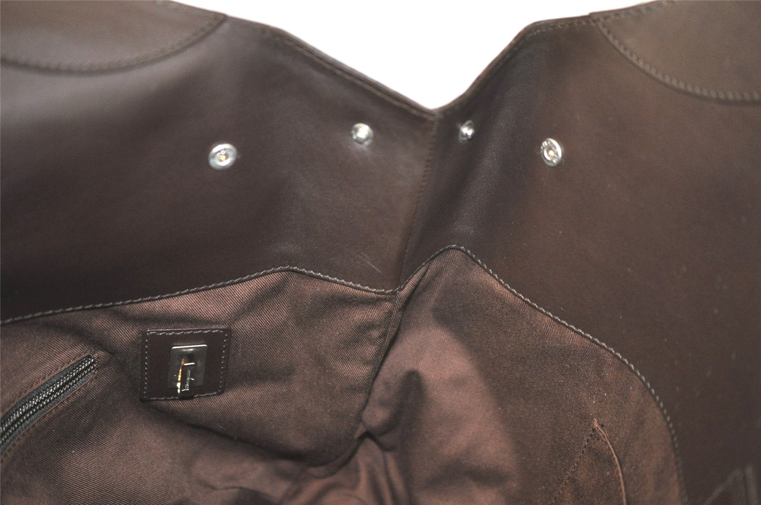 Authentic Salvatore Ferragamo Vintage Leather Shoulder Tote Bag Brown SF 3525K