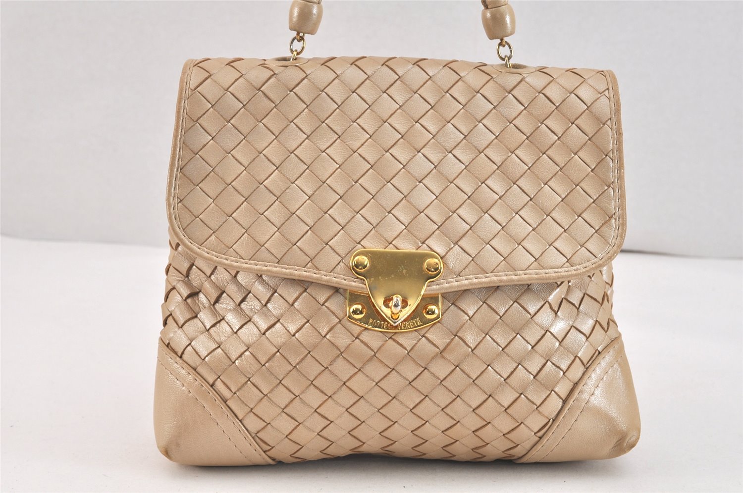 Authentic BOTTEGA VENETA Intrecciato Leather 2Way Shoulder Hand Bag Beige 3526K