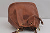 Authentic Burberrys Vintage Leather Shoulder Cross Drawstring Bag Brown 3528J