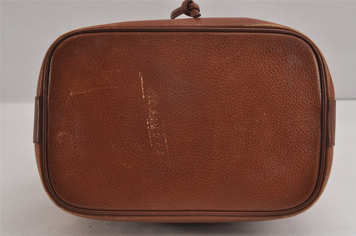 Authentic Burberrys Vintage Leather Shoulder Cross Drawstring Bag Brown 3528J