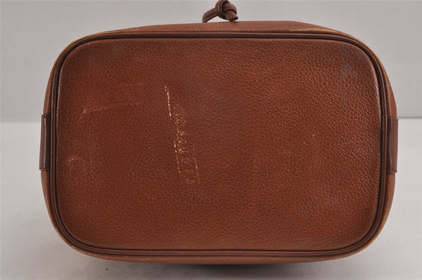 Authentic Burberrys Vintage Leather Shoulder Cross Drawstring Bag Brown 3528J