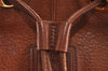 Authentic Burberrys Vintage Leather Shoulder Cross Drawstring Bag Brown 3528J