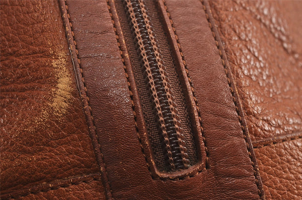 Authentic Burberrys Vintage Leather Shoulder Cross Drawstring Bag Brown 3528J