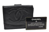 Authentic CHANEL Caviar Skin CC Logo Bifold Wallet Purse Black 3529K