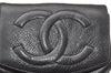 Authentic CHANEL Caviar Skin CC Logo Bifold Wallet Purse Black 3529K