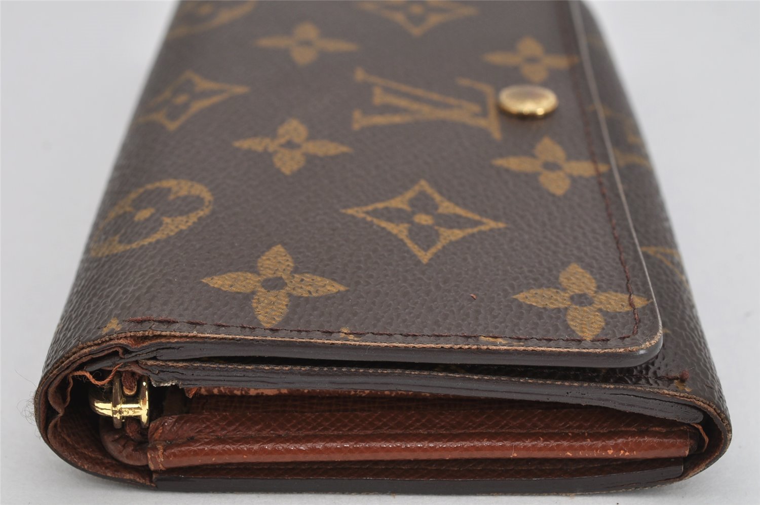 Auth Louis Vuitton Monogram Porte Monnaie Billets Tresor Wallet M61730 LV 3530K