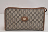 Authentic GUCCI GG Plus Clutch Hand Bag Purse GG PVC Leather Brown 3532K