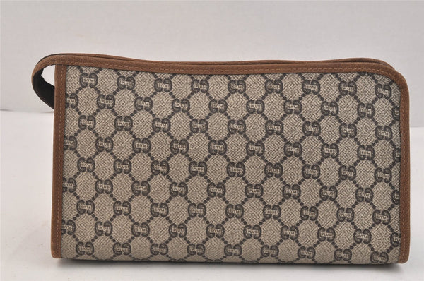 Authentic GUCCI GG Plus Clutch Hand Bag Purse GG PVC Leather Brown 3532K