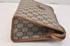 Authentic GUCCI GG Plus Clutch Hand Bag Purse GG PVC Leather Brown 3532K