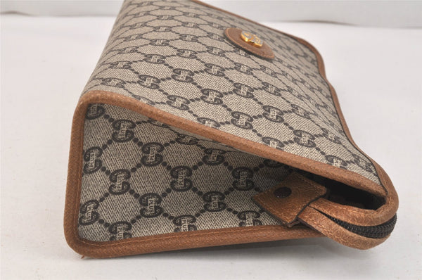 Authentic GUCCI GG Plus Clutch Hand Bag Purse GG PVC Leather Brown 3532K