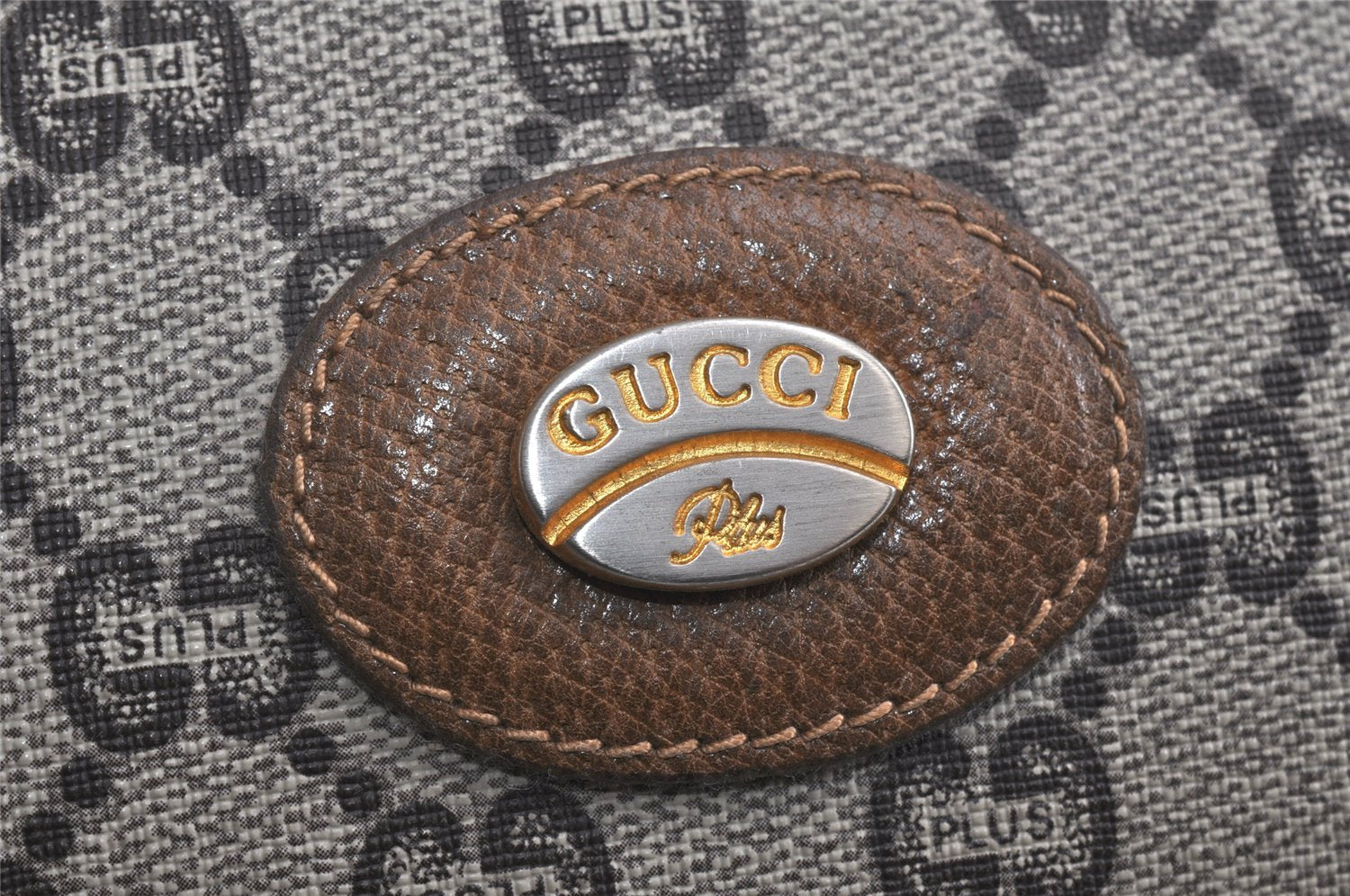 Authentic GUCCI GG Plus Clutch Hand Bag Purse GG PVC Leather Brown 3532K